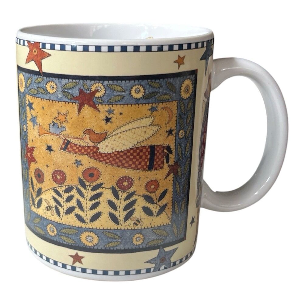 Vintage Lang & Wise Mug Angels Above Us Collector 1997 Ceramic Painted Stars